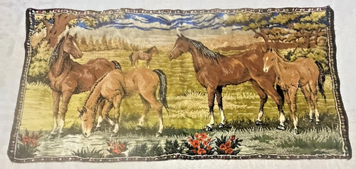 Vintage velvet horse tapestry - vintage,