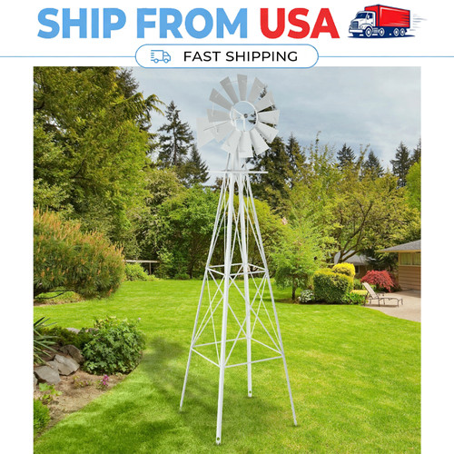 8ft white windmill - white, yard