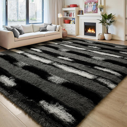 4x6 fluffy black grey - fluffy,