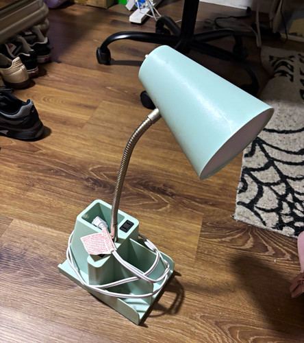Green gooseneck desk lamp - lamp, w/