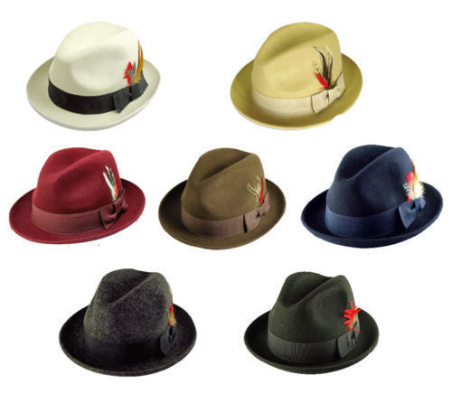 Men 100 wool fedora trilby - wool,