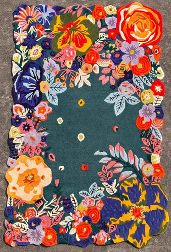 Hand tufted wool floral - tufted,
