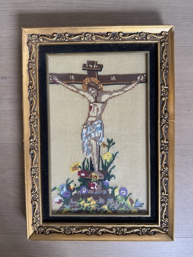Framed hand embroidered - framed, wall