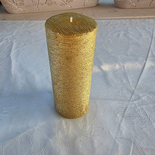 Gold tall pillar candle - gold,