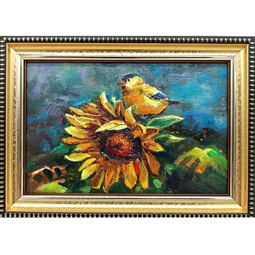 Sunflower bird original - original, oil