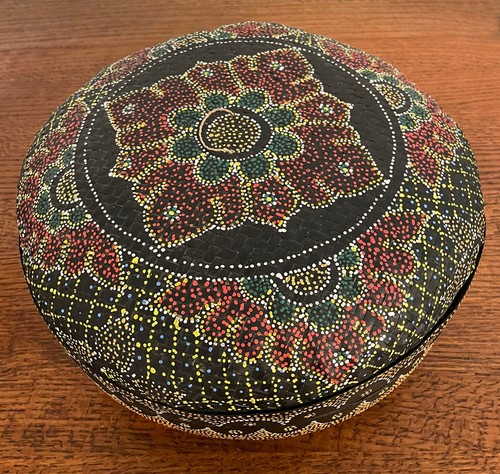 Hand painted woven basket - hand,