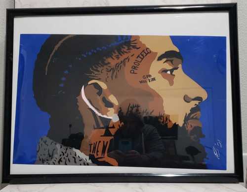 Nipsey hussle framed spray - hussle,