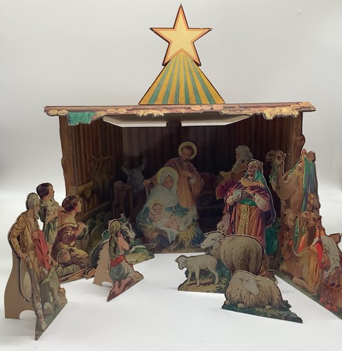 Vintage christmas crib 1933 - vintage,