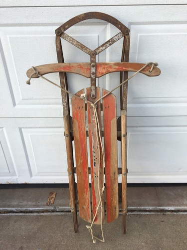Vintage snow sled metal - snow,