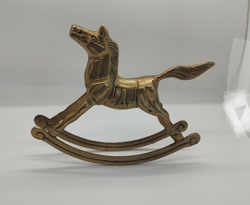 Brass rocking horse figurine - rocking,