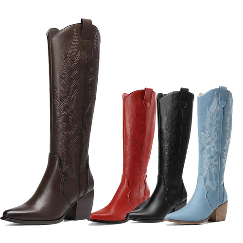 Women western cowboy boots low - western,