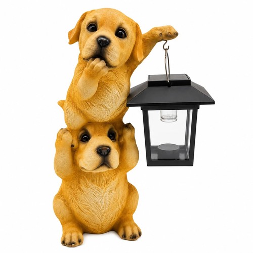 Yellow dog solar lantern - yellow,