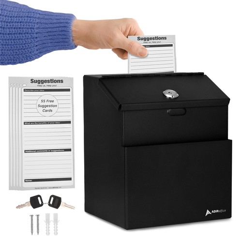 Black metal suggestion box - black,