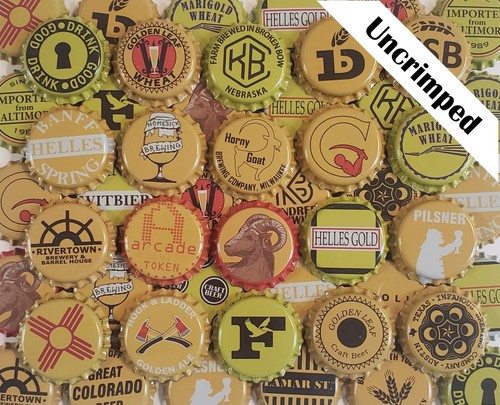100 yellow beer - 100, caps