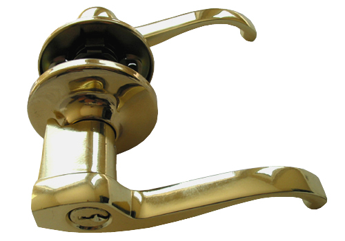 Polished brass door knobs - door,