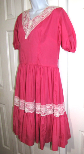 Vtg calico house pink midi - calico,