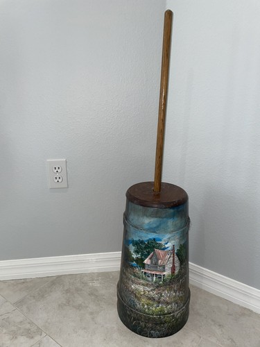 Vintage painted wooden banded - painted,