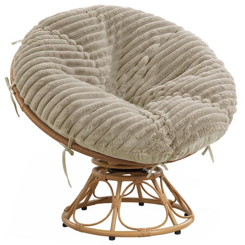 Fluffy khaki papasan chair - fluffy,