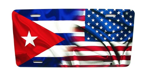 Cuban american flag metal car - american,
