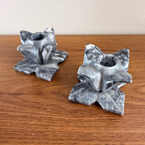 Pair vintage carved marble - carved,