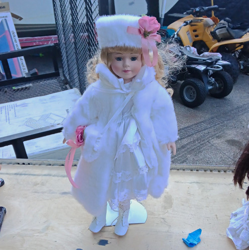 Porcelain girl doll blue - doll,