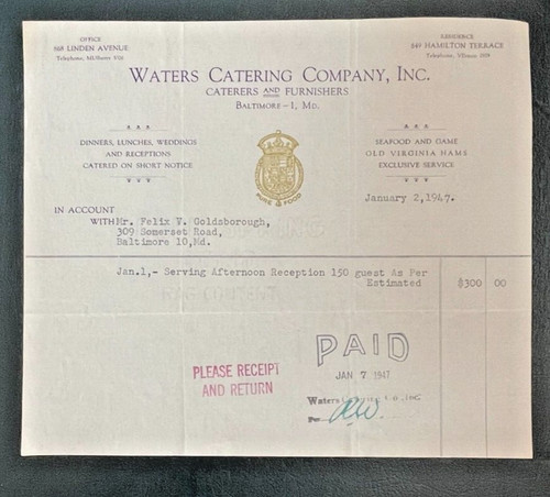 1947 waters catering company - 1947,