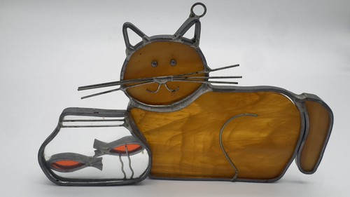 Stained glass orange cat - stained, with