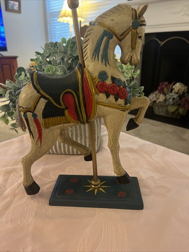 Vintage wooden carousel horse - carousel,
