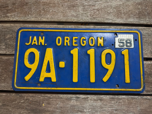 1956 oregon license plate - 1956-58,
