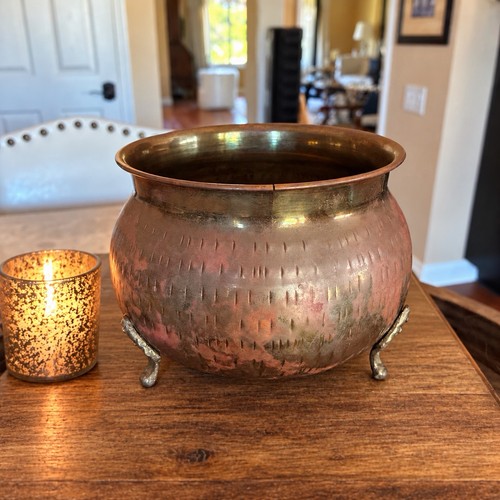 Vintage brass footed bowl - vintage,