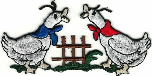Cute kissing goose pair - kissing,