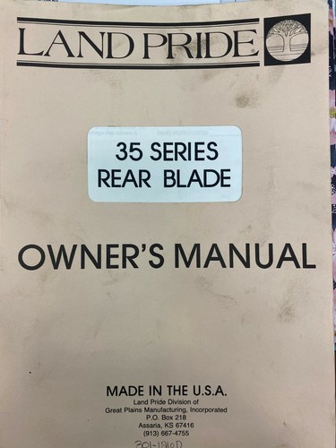 Land pride operators manual - manual, 35