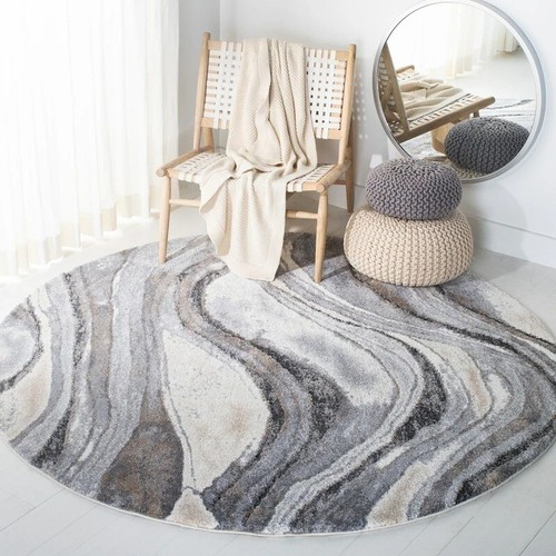 Thick round grey - 6'7", rug