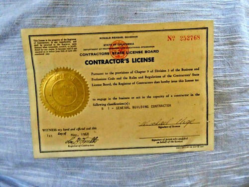 Vintage contractors license - vintage,