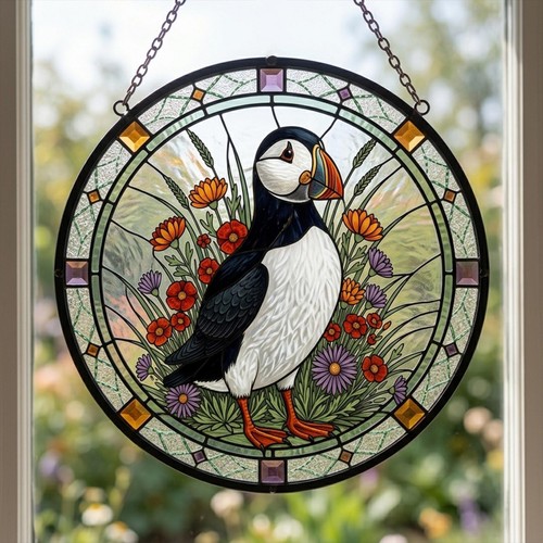 Atlantic puffin stained glass - atlantic,