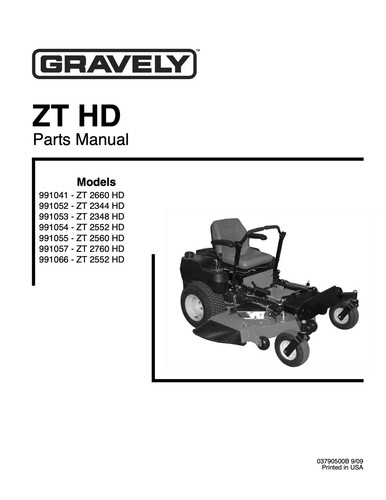 Parts manual for gravely - manual, zero