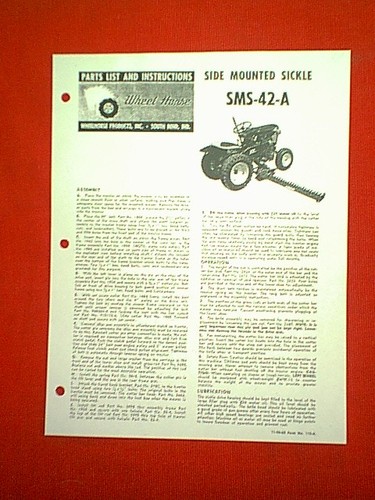 Wheel horse tractor sickle - horse, bar
