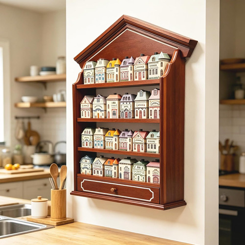 Vintage wooden spice rack - vintage,