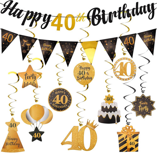 Black gold 40th birthday - black, &