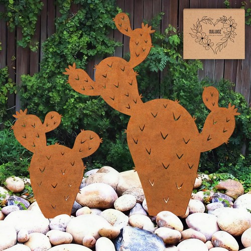 Metal cactus yard art - art,