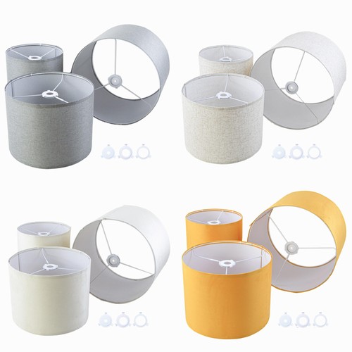 Beige linen lamp shades set - linen,