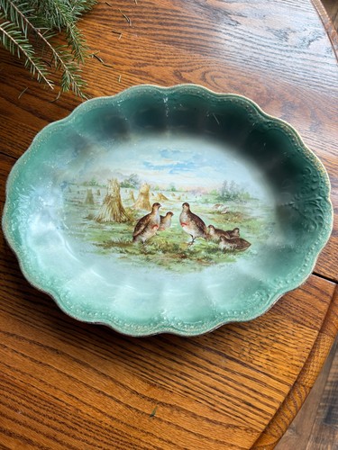 Antique limoges platter quail - antique,