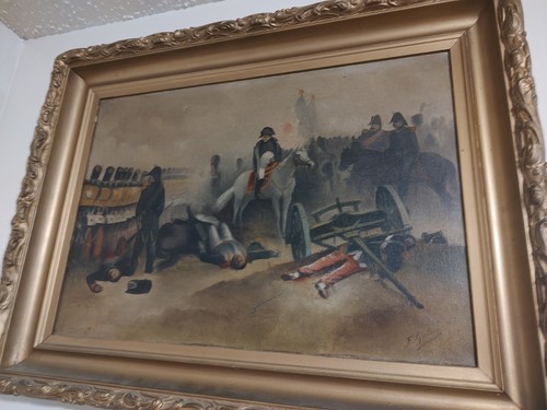 Napoleon war painting signed - war,
