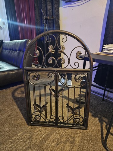 Antique arched brass mirror - arched,