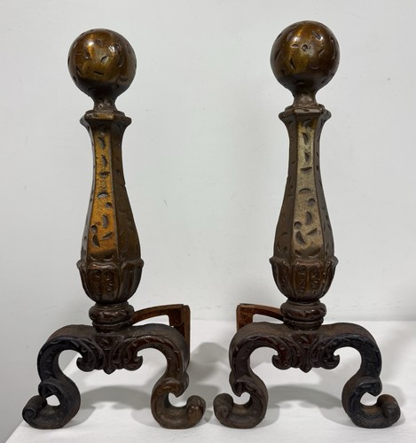 Pair vintage hammered brass - of,