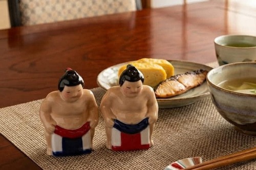 Ceramic sumo wrestler - salt, and