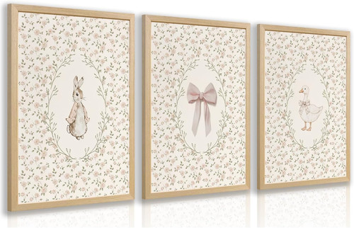 Retro floral wall art set - retro,