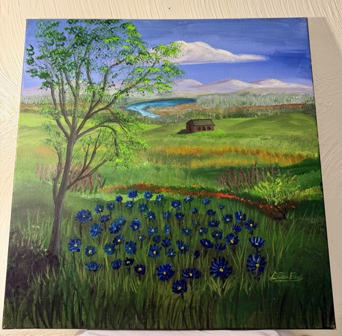 Acrylic painting field flowers - acrylic,