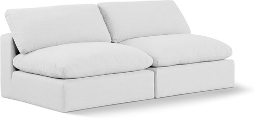 Modern white linen modular - white,
