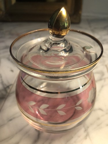 Antique ruby flash glass jam - ruby,